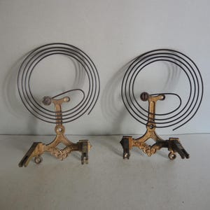2x Antique Solid Bronze and metal Clock Bracket mount gong wire / German wall Clock Junghans / Gustav Becker /  Parts Restore / Art supplies