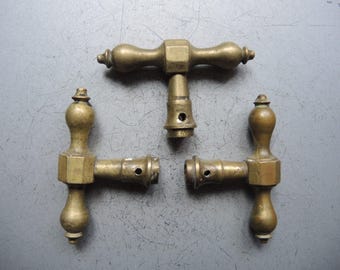 Set of 3 similar Antique 1930s Brass Bronze Window latch Pull Handle / Cabinet Victorian Furniture / Cupboard Knobs / Industrial Salvages