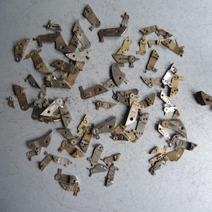 Job lot Set of Antique mostly Swiss made pocket watch Balance bridges parts / Made of brass /  Steampunk art project / collage / P1