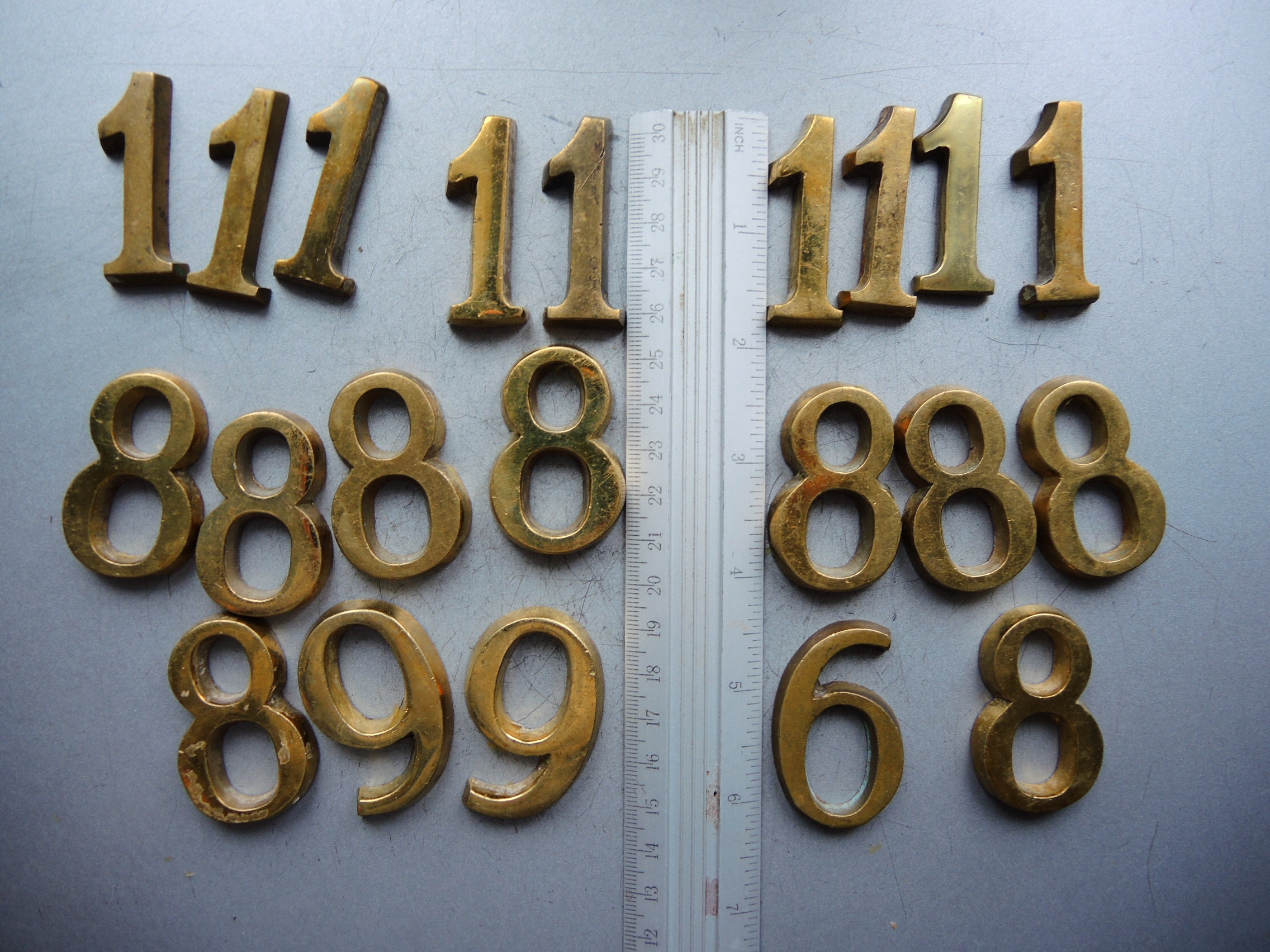 ONE Vintage solid brass Bronze door Numbers / door plaque Etsy