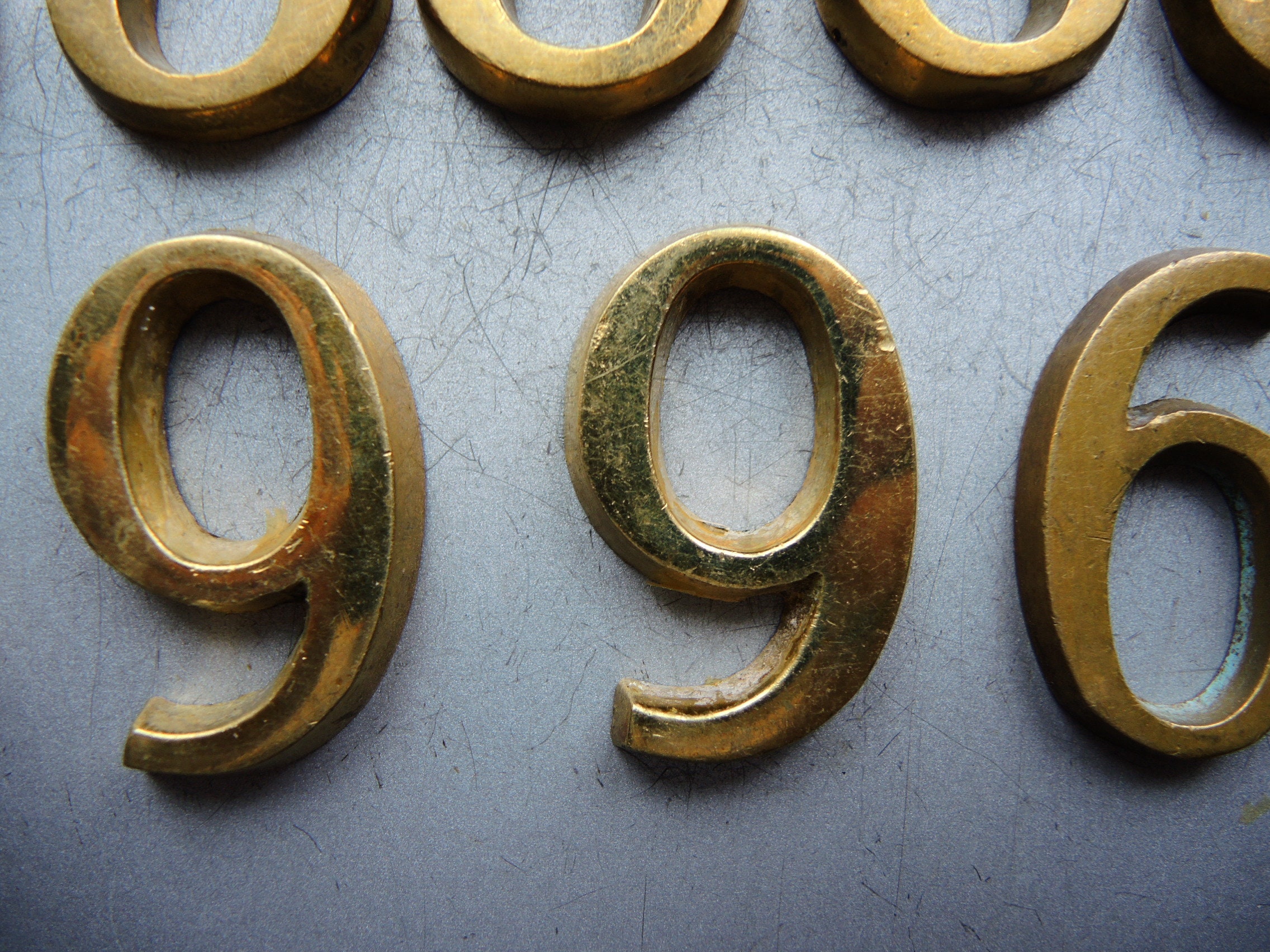 ONE Vintage solid brass Bronze door Numbers / door plaque Etsy