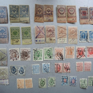Set of  40+ Antique  Russian Imperial Postal Stamp / Used Stamps / Postmark  / Old Stamps / Russian Empire postal stamps / state emblem B