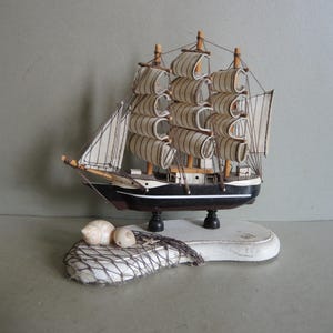 Vintage Hand made Wooden sailing Ship / Fishing Boat / Coastal Party Décor // Fishing Boat / Miniature Sailboat model / Sailing Marine Gift