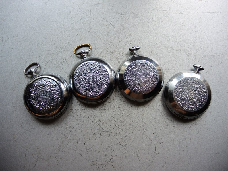 Set Of 4 Vintage Soviets Made Full Hunter Pocket Watch Empty Image 0