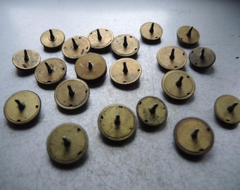 Set of 20 Antique alarm clock like Gustav Becker movement brass barrels gears with spring / Junghans / Clock repair restore / steampunk art