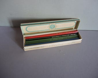 Set of 10 Vintage Soviet Era unused wooden pencils from 1980s in box / factory stamped pencil / USSR pencils for collection / collectible