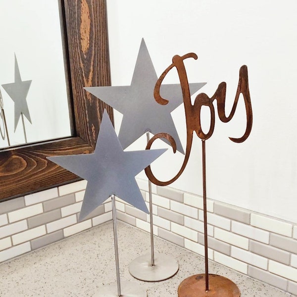 Joy Star Set Christmas Decor Holiday Decor Christmas Stars Rustic Holiday Decor Farmhouse Holiday Decor Farmhouse Christmas Holiday Stars