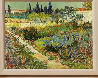 Vincent van Gogh - Garden at Arles Poster Prints, Exhibition Poster, Van Gogh Flowering Garden Print, Impressionism Art.