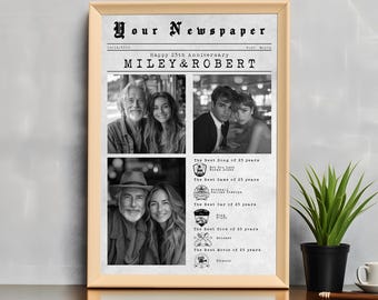 Custom Anniversary Newspaper Poster, Personalized Gift
