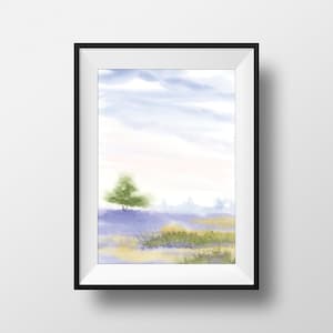 Watercolor Lavender Field Art Print, Feminine Wall Art, Unframed Vertical Art Print, 5x7, 8x10