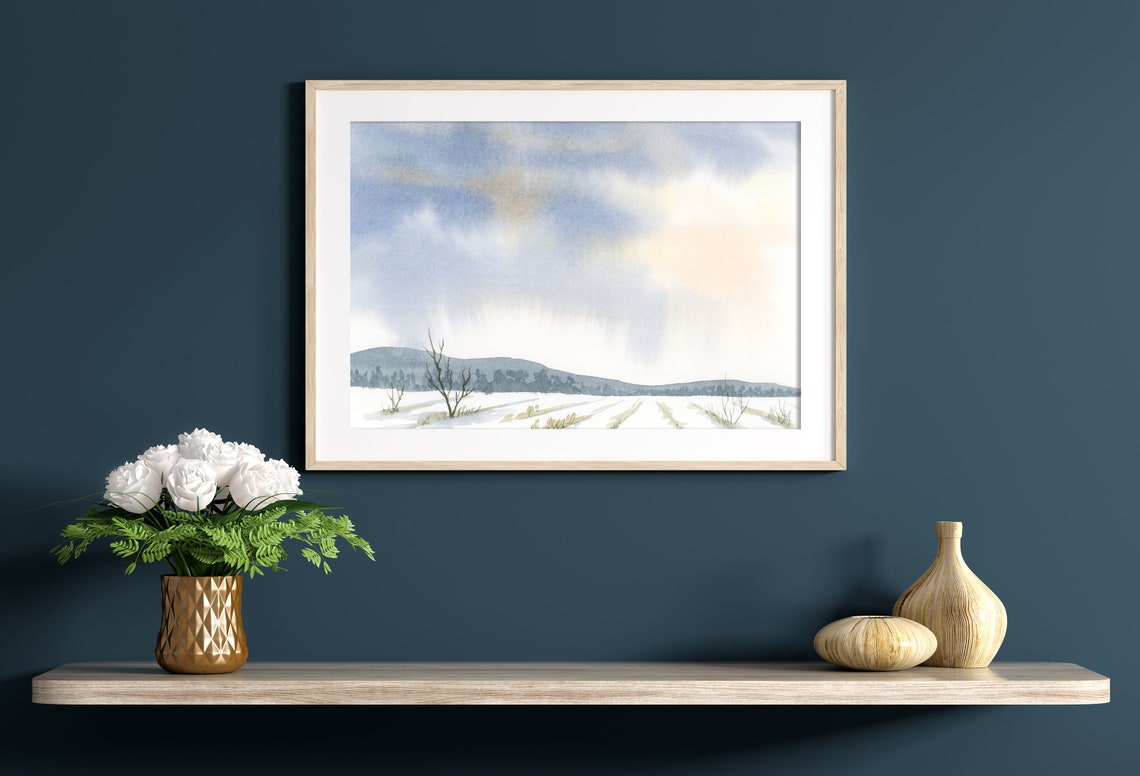 Watercolor Field Landscape Art Print Unframed Print 5x7 Etsy