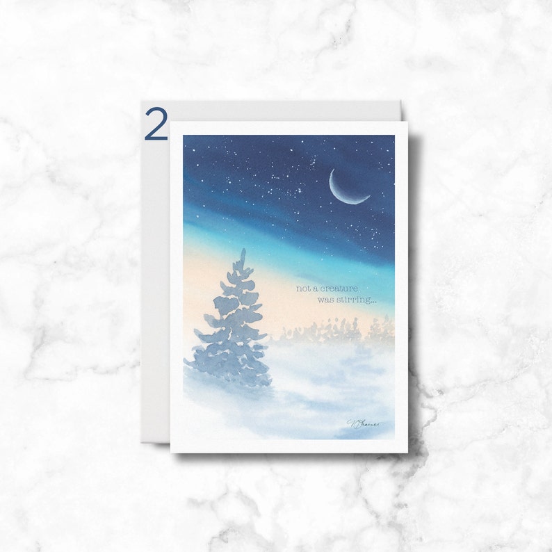 Watercolor Christmas Card Set image 4