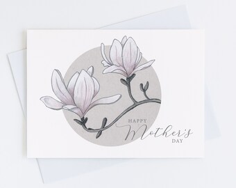 Magnolia Mother’s Day card, Magnolia Greeting card, Customizable Card