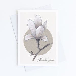 Carte de remerciement Magnolia, lot de 1, 4, 12, 24 cartes