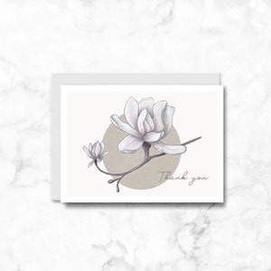 Magnolia Thank You Card Set, Magnolia Greeting Cards, Customizable Cards, Pack of 4, 12, 24 cards image 2