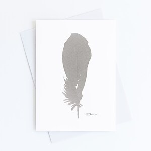 Carte de sympathie grise avec plumes aquarelles, carte mémoire d'amour, polyvalente pour toutes les occasions, lot de 1, 4, 12, 24 cartes de remerciement