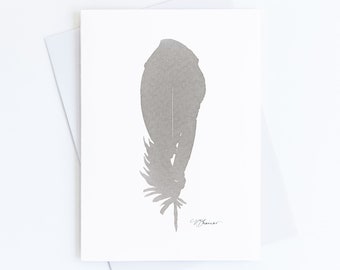 Watercolor Feather Greeting Card, Personalize Thank You Card Set, Pack of 1, 4, 12, 24 cards