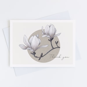 Carte de remerciement Magnolia, lot de 1, 4, 12, 24 cartes