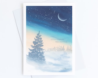 Celestial Watercolor Christmas Card Set, Holiday Handmade Card, Greeting Card, Pack of 1, 4, 12, 24 cards