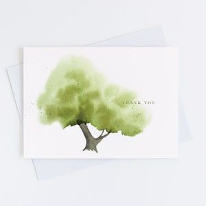 Carte de remerciement aquarelle, carte de voeux sapin vert, lot de 1, 4, 12, 24 cartes