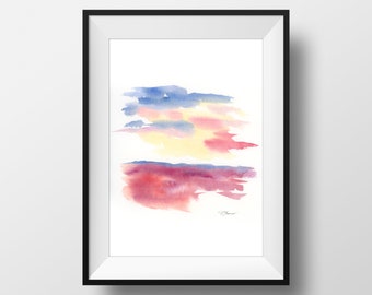 Watercolor Abstract Desert Landscape Art Print, Unframed Vertical Art Print