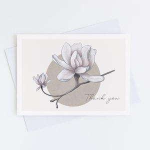 Carte de remerciement Magnolia, lot de 1, 4, 12, 24 cartes