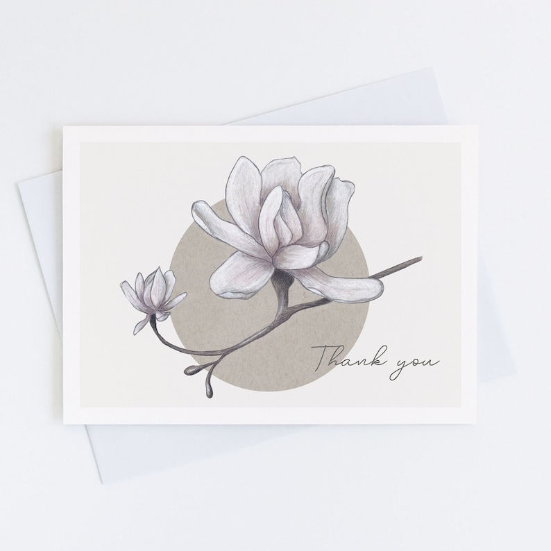 Magnolia Thank You Card Customizable Greeting Card Pack of image 1