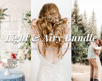 LIGHT & AIRY BUNDLE 50+ Natural Lightroom Presets for Desktop and Mobile, Bright Clean Tones, Portrait Wedding Photography Editing Tools
