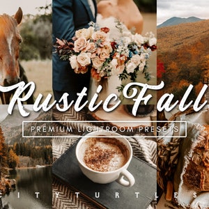 Rustic Fall Lightroom Presets Pack for Desktop & Mobile, Moody Warm Tones, Outdoor Lifestyle Portraits - Premium Photography Editing Tools