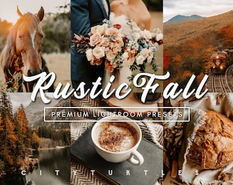 Rustic Fall Lightroom Presets Pack for Desktop & Mobile, Moody Warm Tones, Outdoor Lifestyle Portraits - Premium Photography Editing Tools