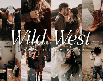 Moody Warm Boho WILD WEST Lightroom Presets for Desktop & Mobile, Rustic Portrait Wedding Photography Editing Tools