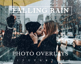 25 Falling Rain Weather Overlays for Photoshop and Mobile