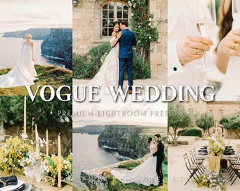 Vogue Wedding Lightroom-förinställningar för dator och mobil, förinställningar för redaktionell fotografering, rena naturliga toner, mjuk filmkornighet