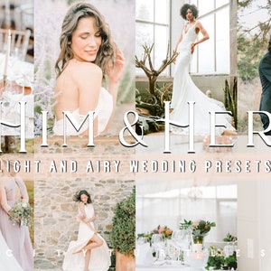 Light and Airy Wedding HIM & HER Fine Art Couples Lightroom Presets Pack for Desktop and Mobile - One Click Photographer Editing Tools