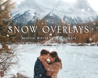 30 Natural Falling Snowflakes Winter Overlays for Adobe Photoshop and Mobile, Realistic Snow Digital Overlay