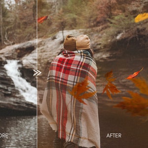 70 Natural Falling Autumn Leaves Photo Overlays for Photoshop and Mobile Creative Editing Tools for Photographers image 5
