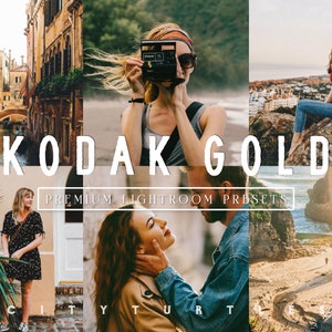 KODAK GOLD Film Travel Lightroom Presets Pack for Desktop & Mobile, Outdoor VSCO Natural Presets - Premium Photography Editing Tools