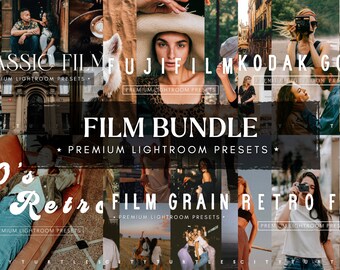 FILM BUNDLE 64 Lightroom Presets for Desktop & Mobile, Vintage Film Grain Presets, Premium Photography Editing Tools