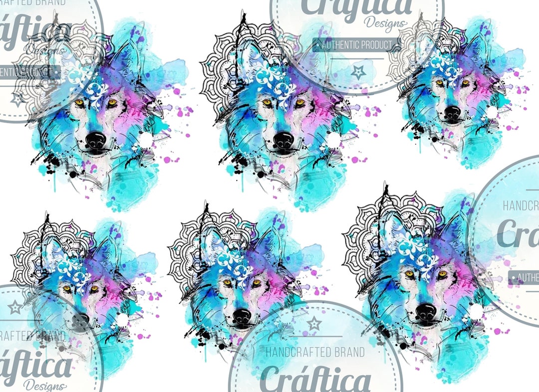 Watercolor Wolf Clear Waterslide Tumbler Decal Ready to Use Etsy