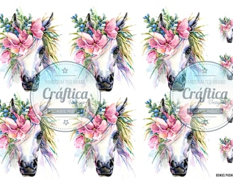 Watercolor Unicorn clear waterslide tumbler decal, ready to use waterslide images, 20oz tumbler decal, 30oz waterslide tumbler decals