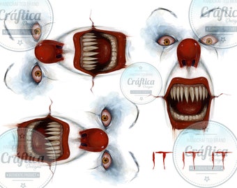 Pennywise, Clown, IT Tumbler clear waterslide, waterslide, tumbler decal, ready to use waterslide images, 20oz tumbler decal, 30oz tumbler