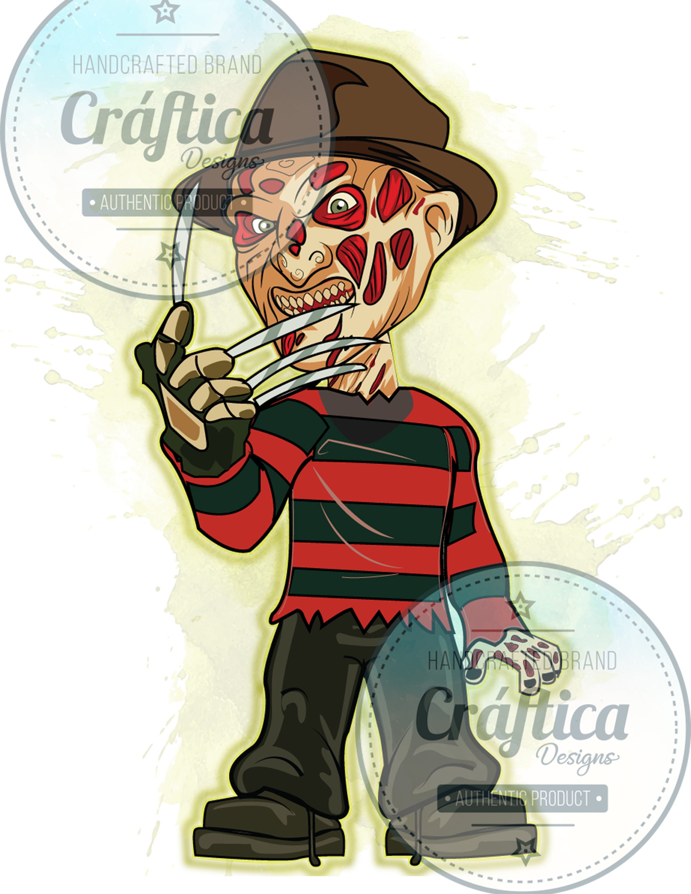 Freddy Krueger PNG Halloween Cartoon Digital Image - Etsy