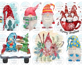 Christmas Gnomes, Gnomes, clear or white waterslide tumbler decal, ready to use waterslide images, 20oz tumbler decal, 30oz