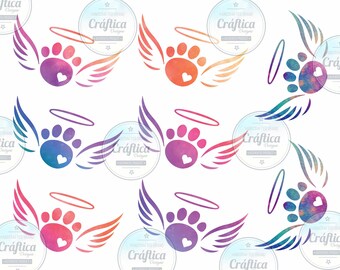 paw wings watercolor, ready to use waterslide images, 20oz tumbler decal, 30oz waterslide tumbler decals