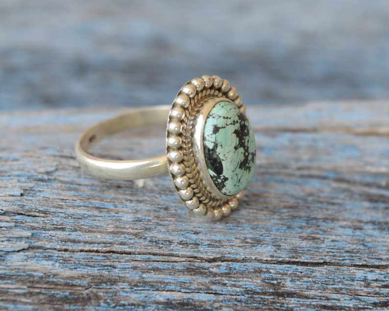 Natural Turquoise Cabochon Gemstone Gift Ring Beautiful Ring Sterling Silver Stackable Statement Ring Desert Sky Turquoise Ring