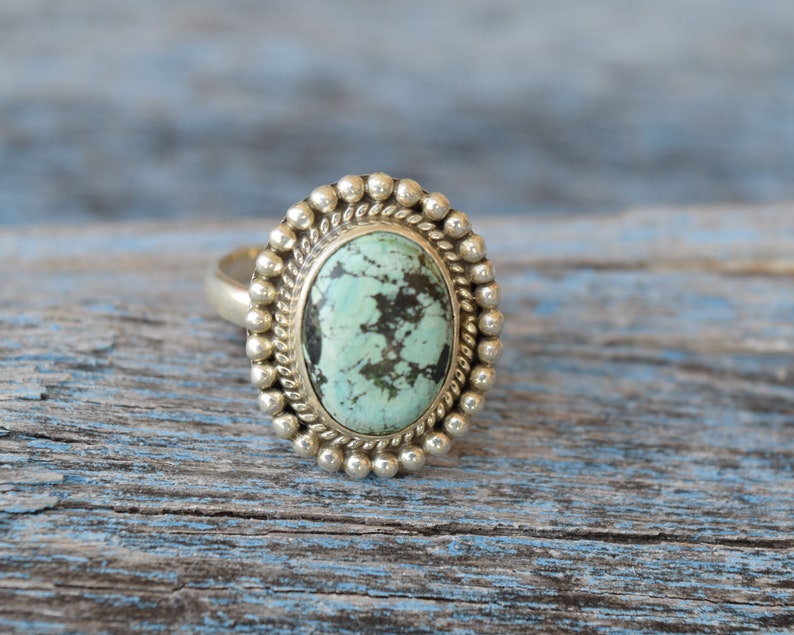Natural Turquoise Cabochon Gemstone Gift Ring Beautiful Ring Sterling Silver Stackable Statement Ring Desert Sky Turquoise Ring