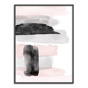 Blush, Pink, Grey and Black Watercolour Print