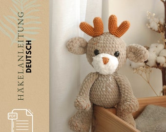 PDF file crochet pattern instructions deer Oleg Christmas Amigurumi