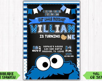 Cookie Monster Birthday Invitation / Digital File / Printable / Birthday / Invite