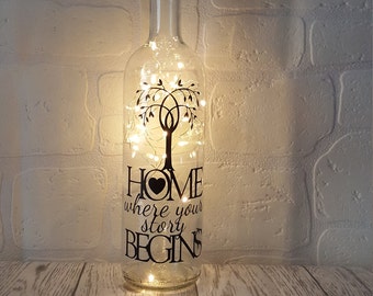 Home Sweet Housewarming Gift New Light Up Bottle Decor Inspirational Quote For Her Family